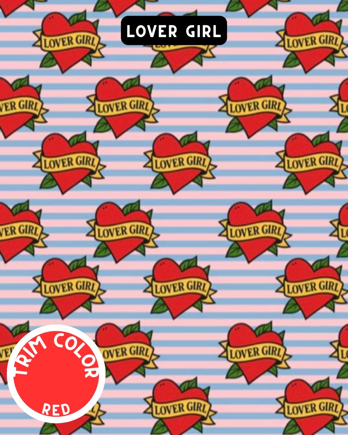 Lover Girl Dog Pajama with Red Neck & Trim/Sleeves