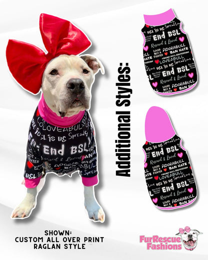 Pittie Proud Black - End BSL Dog Pajama with Hot Pink Neck & Trim/Sleeves