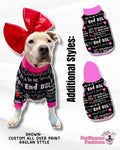 Pittie Proud Black - End BSL Dog Pajama with Hot Pink Neck & Trim/Sleeves