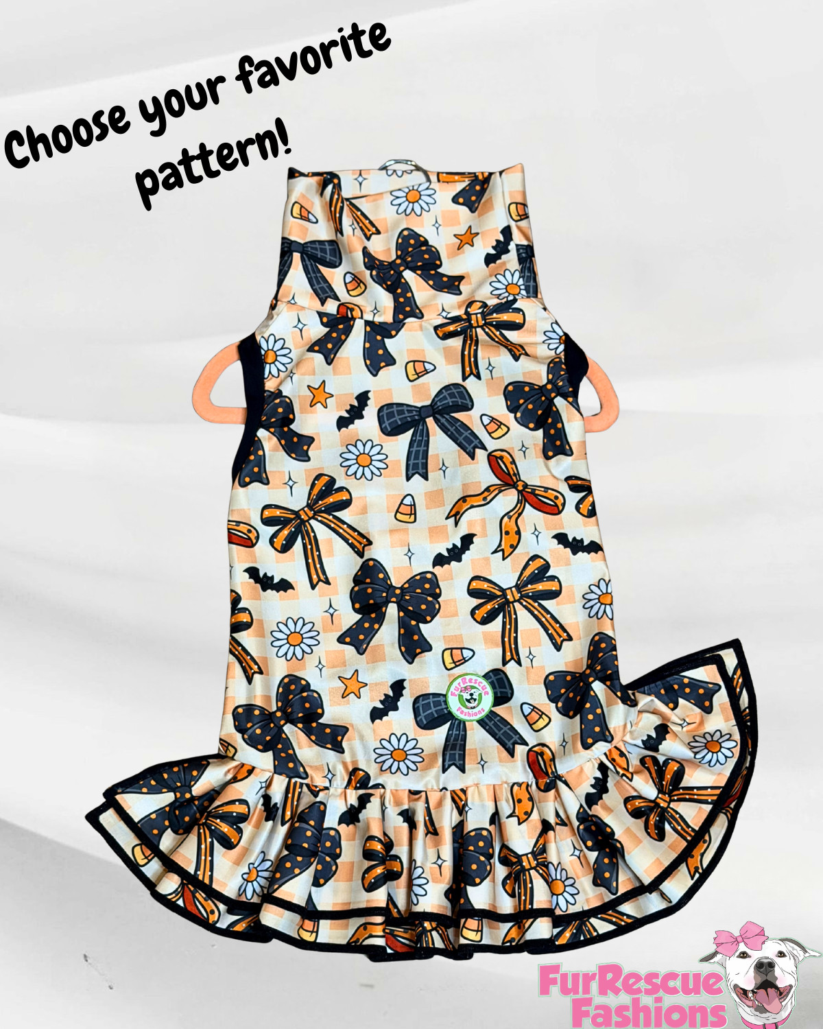 2026 Fall & Halloween Dog Dress With Ruffle / With Sleeves or Sleeveless (Available in any pattern)