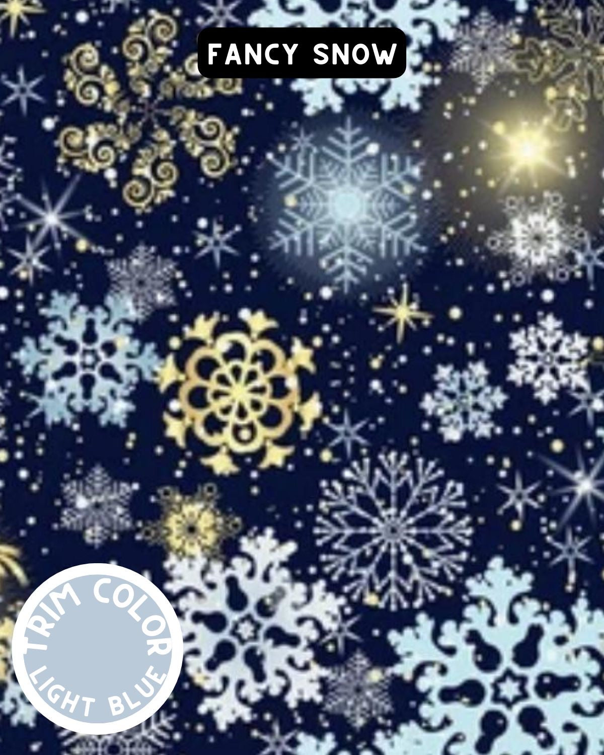 Fancy Snow Dog Pajama with Light Blue Neck & Trim/Sleeves