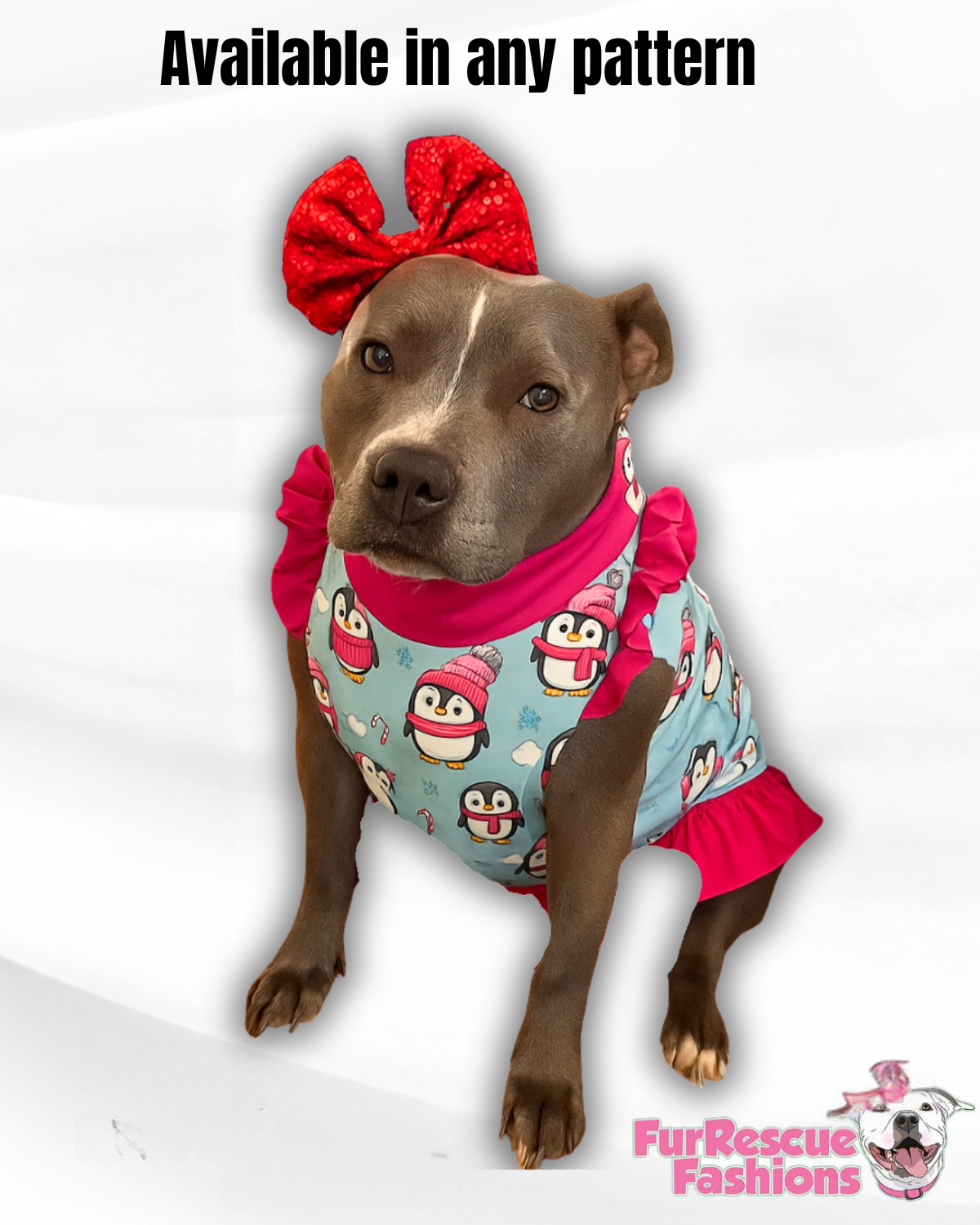 2025 Winter Wonders Dog Shirt With Ruffle On Waist (Available in any pattern)