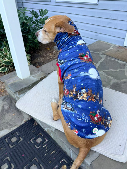 Sleighing All Day - Dog Pajama with Red Neck & Trim/Sleeves