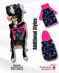 Neon Bats Dog Pajama with Fuchsia Neck & Trim/Sleeves