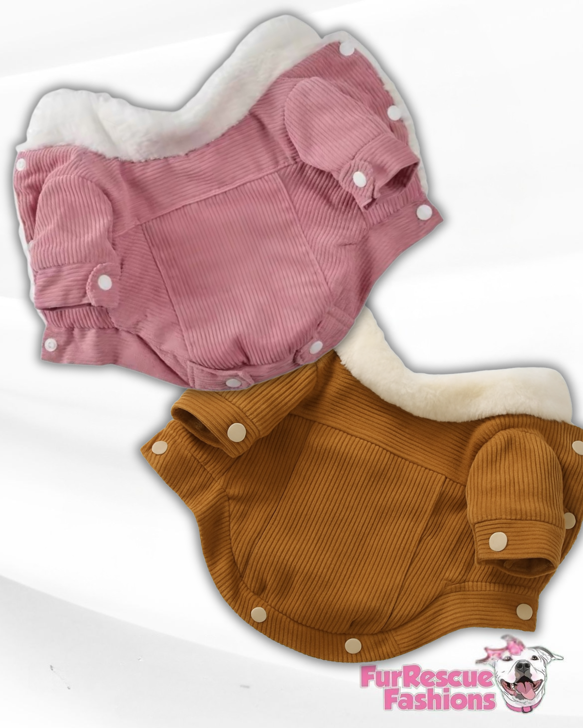 Classic Corduroy Dog Jacket – Sherpa Collar & Fleece-Lined Coat (Camel or Raspberry Pink)