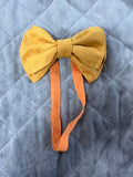 Mustard Faux Suede Doggie Bow