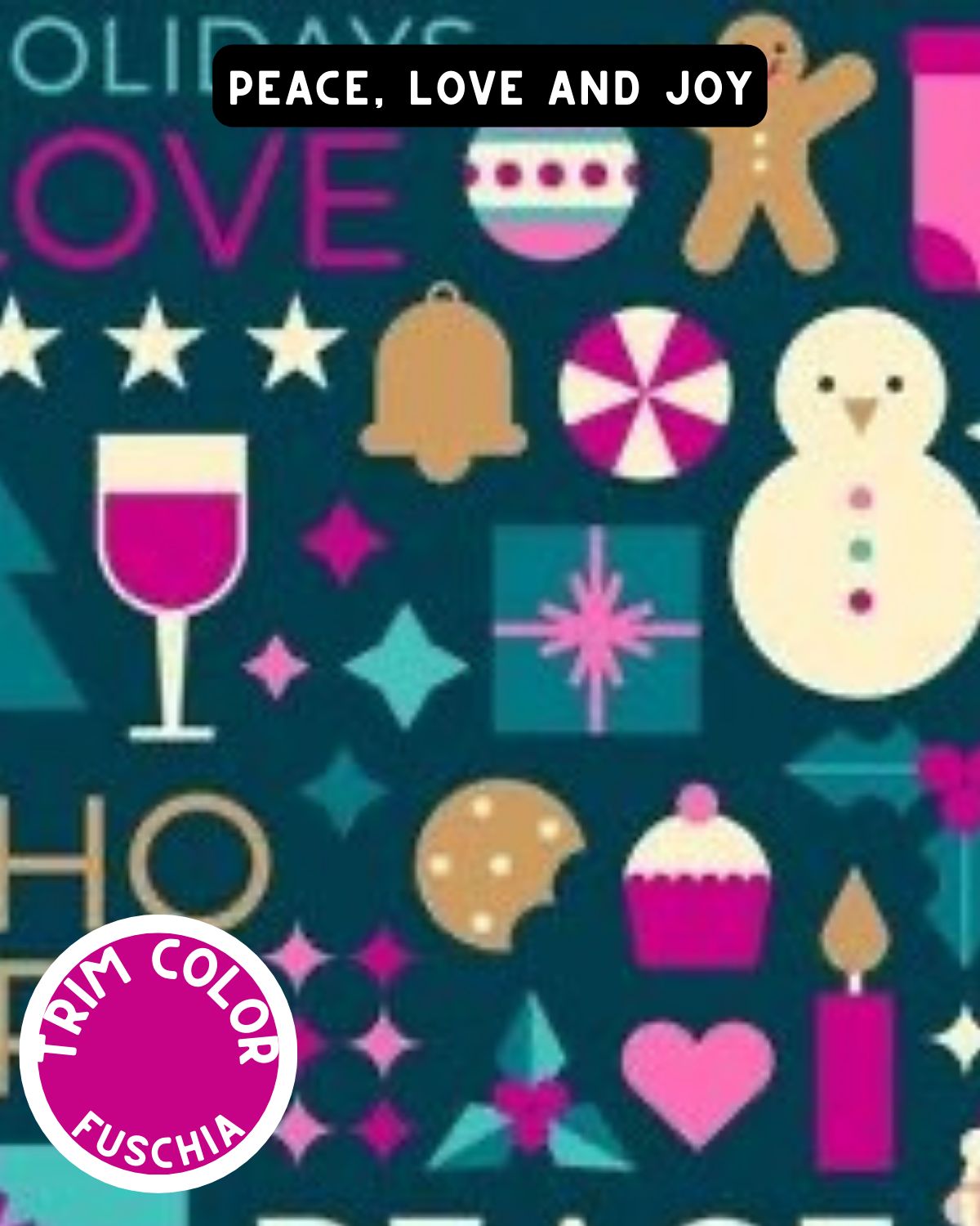 Peace, Love & Joy Dog Pajama with Fuchsia Neck & Trim/Sleeves