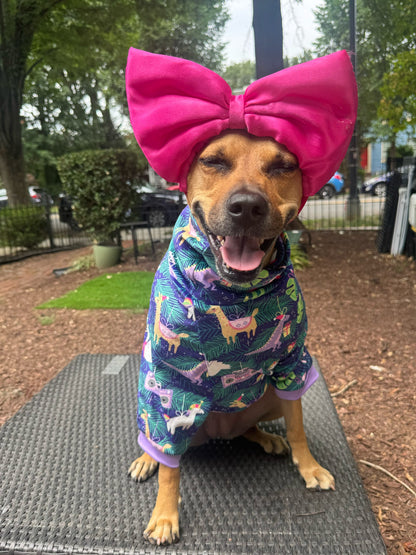 Whimsical Holiday Friends - Dog Pajama with Lavender Neck & Trim/Sleeves