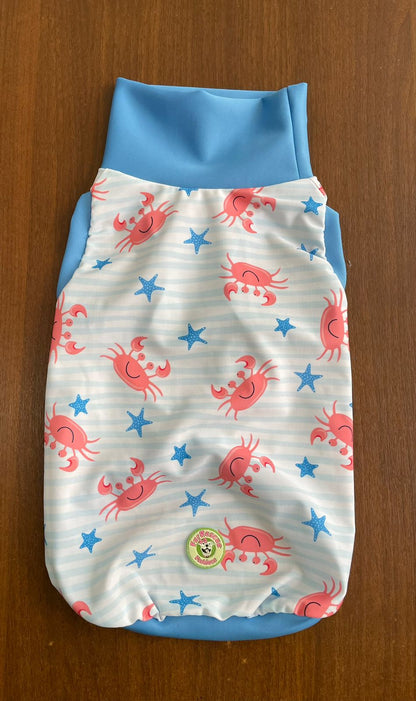 Crabby Hour - Dog Pajama with Blue Neck & Trim/Sleeves