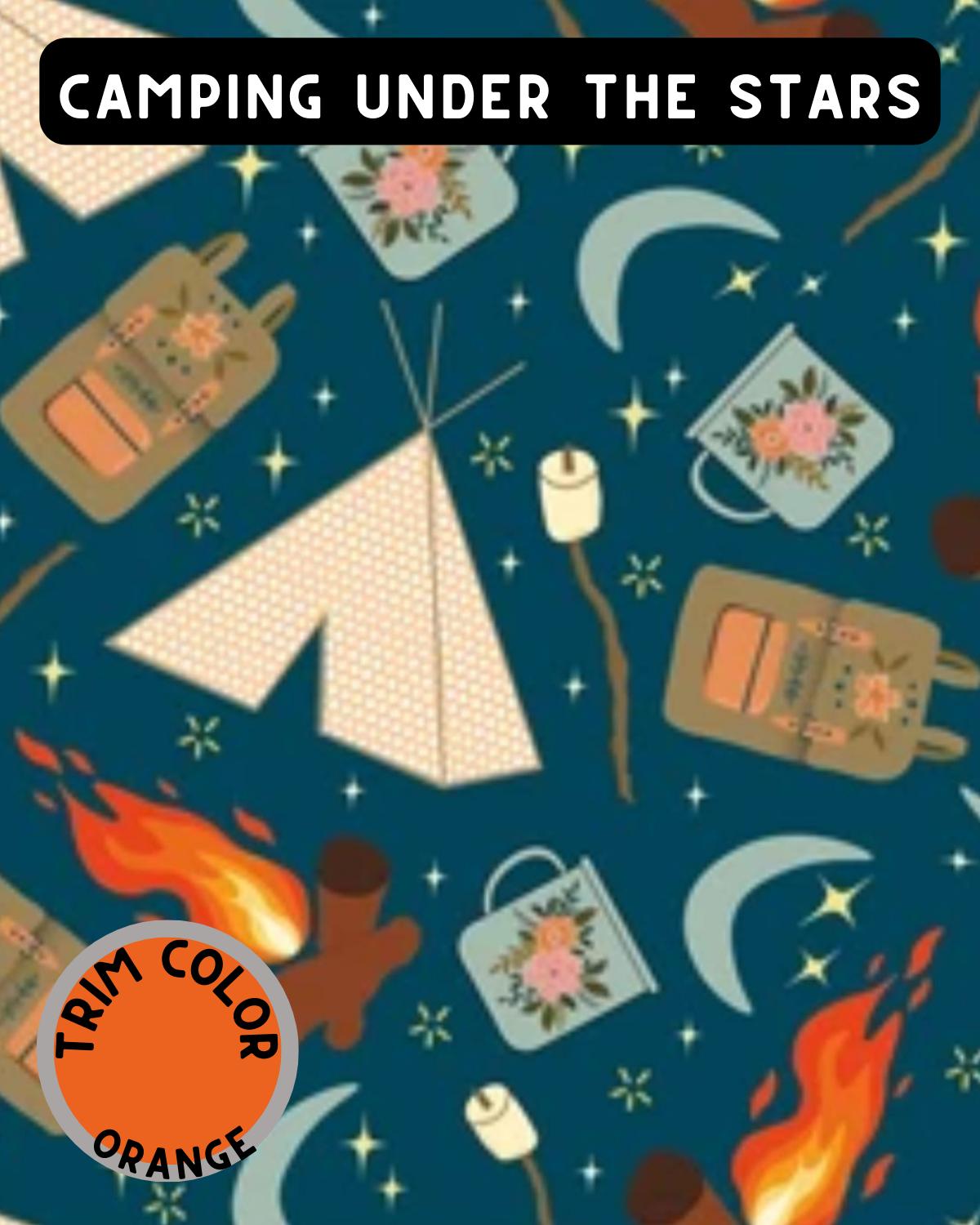 Camping Under The Stars Dog Pajama with Orange Trim