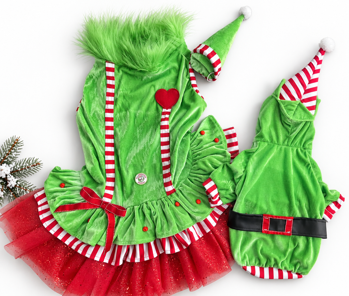 Merry Little Mischief Couture Christmas Dog Dress & Hat