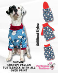 Decorating Penguins Dog Pajama with Red Neck & Trim/Sleeves