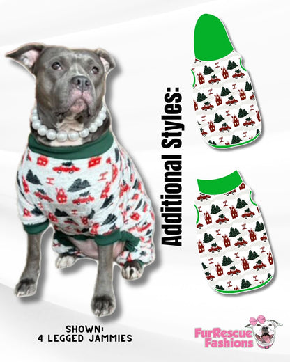 'Tis The Season - Dog Pajama with Green Neck & Trim/Sleeves