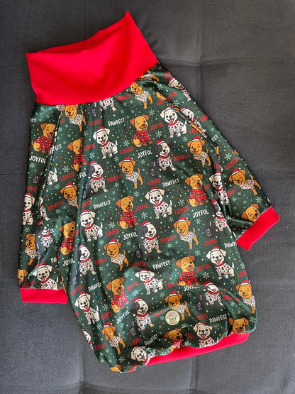 Joyful, Loved & Pawfect Misfits - Dog Pajama with Red Neck & Trim/Sleeves