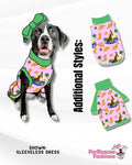 Din-O-Bites (Pink) - PAWjama with Green Neck & Trim/Sleeves