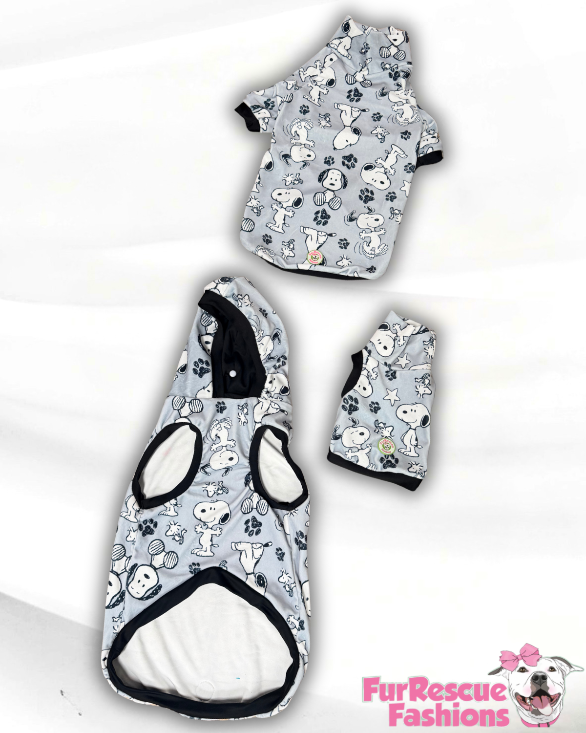 Snoopy Paws - Dog Pajama with Black Neck & Trim/Sleeves