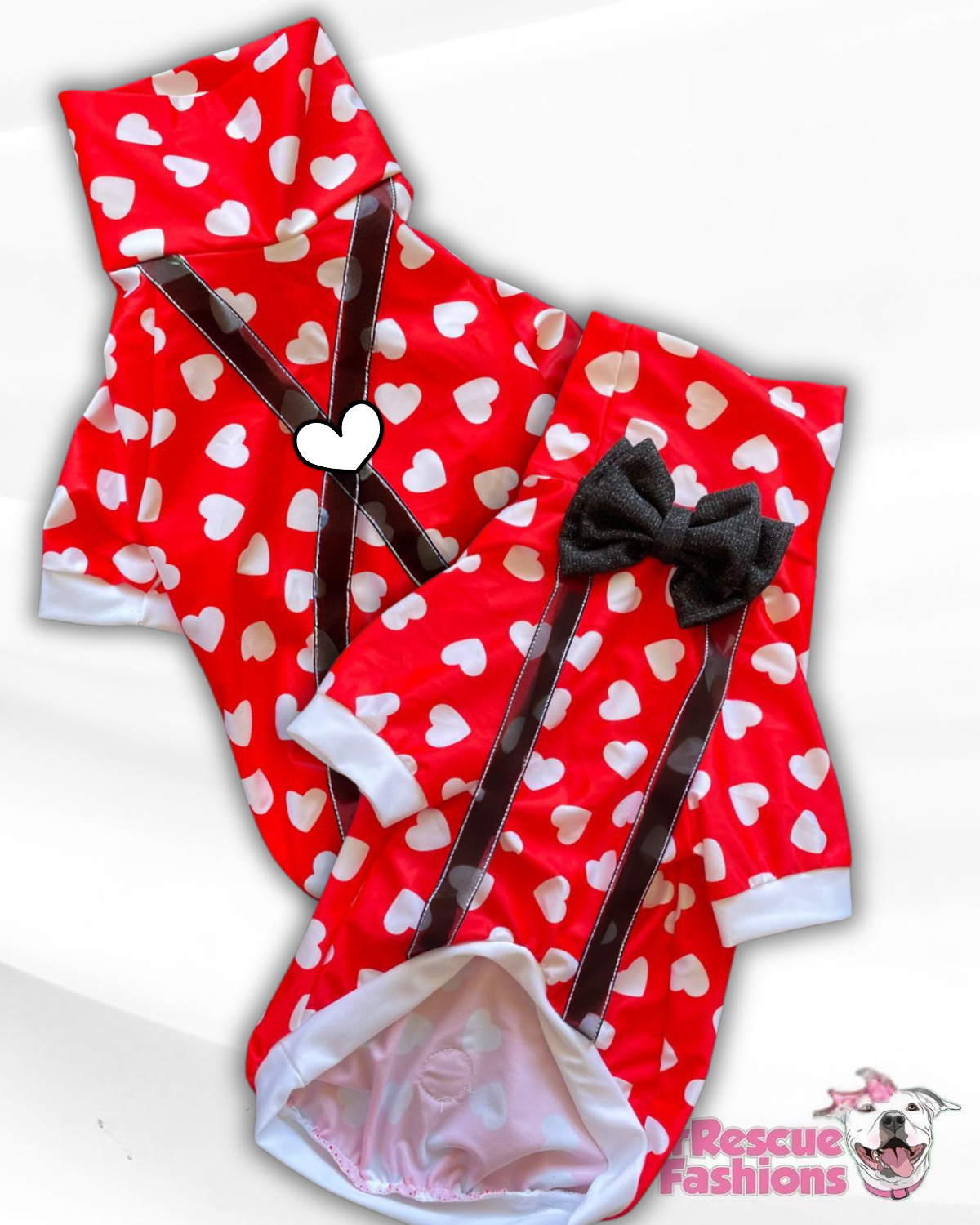 My Fur-Ever Valentine Dog Shirt With Suspenders & Detachable Bow tie (Available in any pattern)