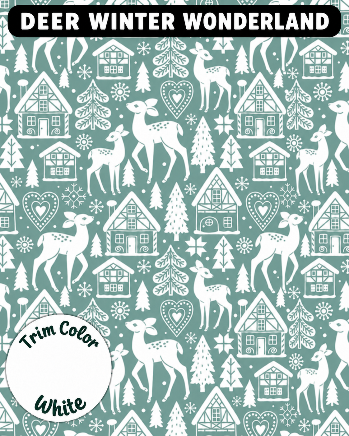 Deer winter wonderland   - Dog Pajama with White Neck & Trim/Sleeves