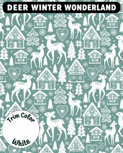 Deer winter wonderland   - Dog Pajama with White Neck & Trim/Sleeves