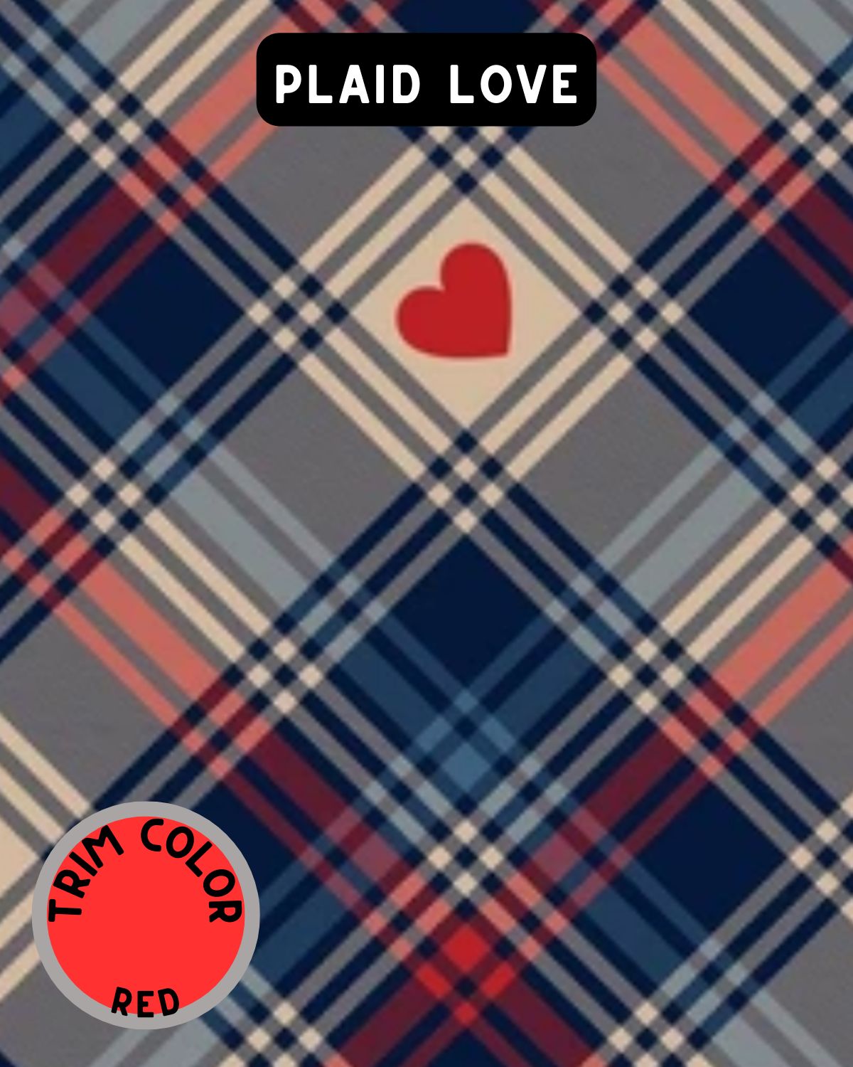 Plaid Love - Dog Pajama with Red Neck & Trim/Sleeves