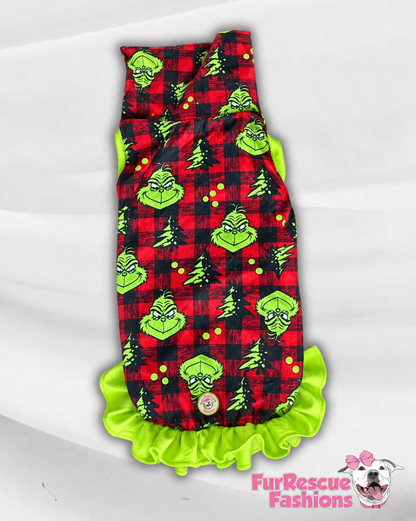 Ultra-Luxe Christmas Dog Shirt With Ruffles On the Booty I’m