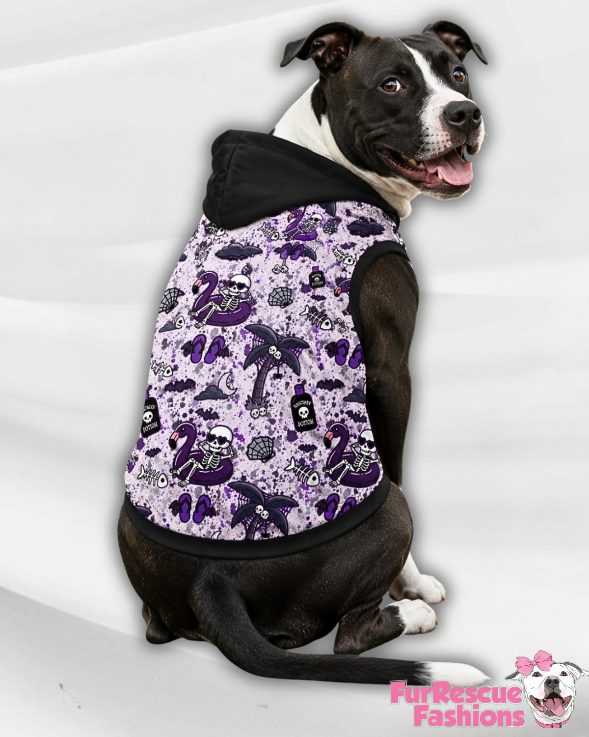 Spooky Summerween - Dog Pajama with Black Neck & Trim/Sleeves