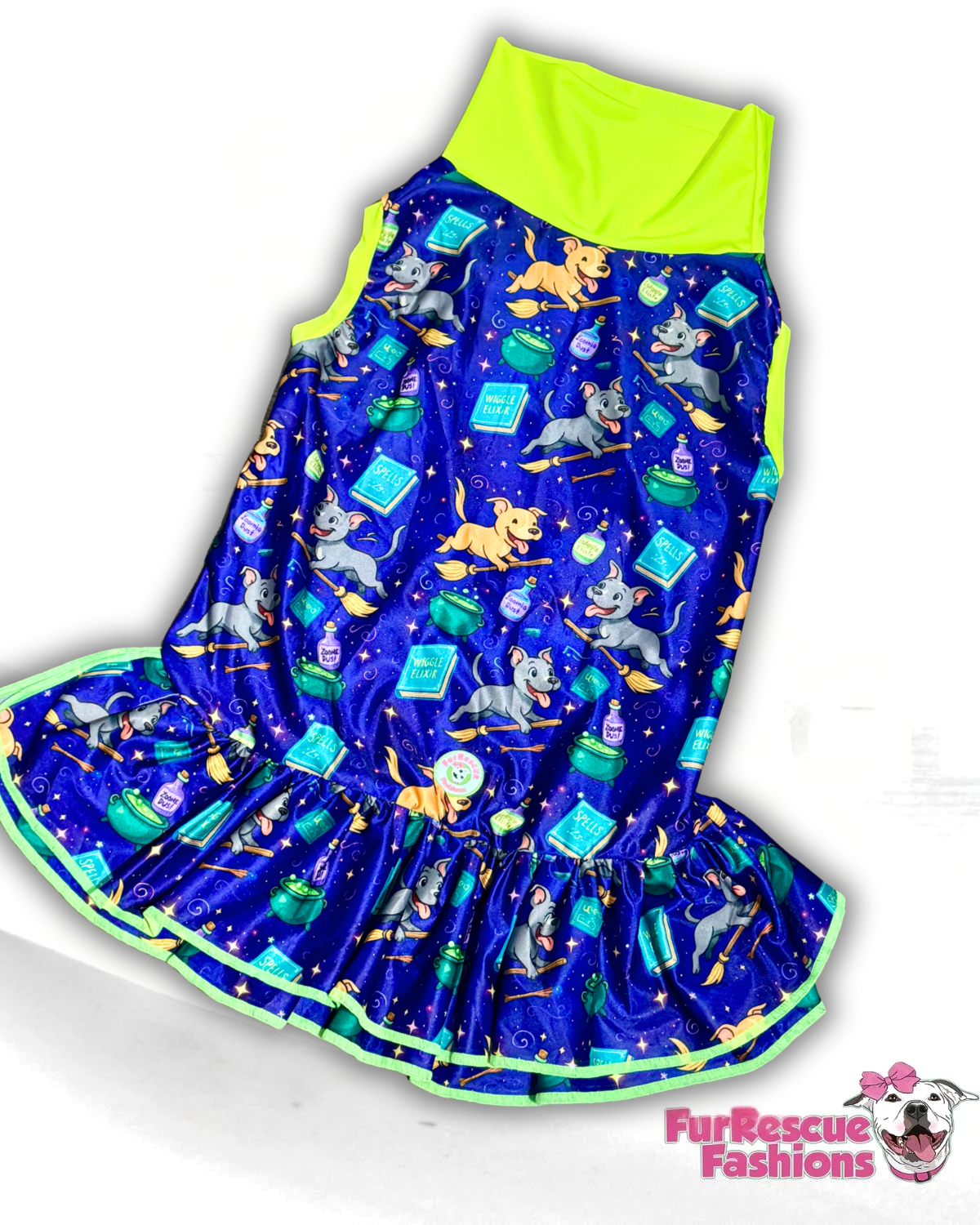Spells & Pit-ches - Dog Pajama with Neon Neck & Trim/Sleeves