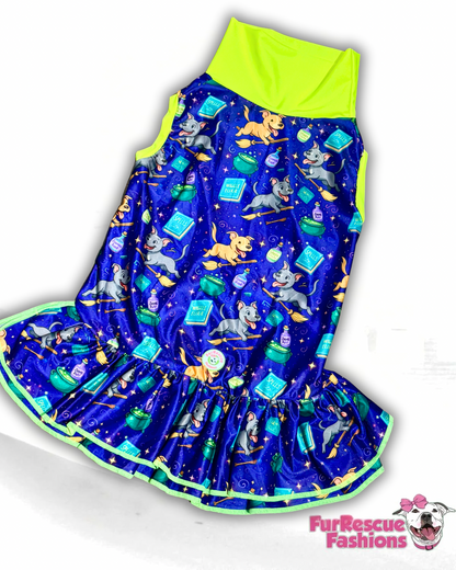 Spells & Pit-ches - Dog Pajama with Neon Neck & Trim/Sleeves