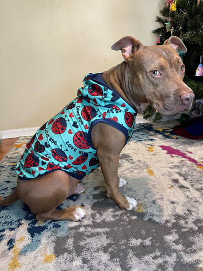 Love Bug Dog Pajama with Black Neck & Trim/Sleeves