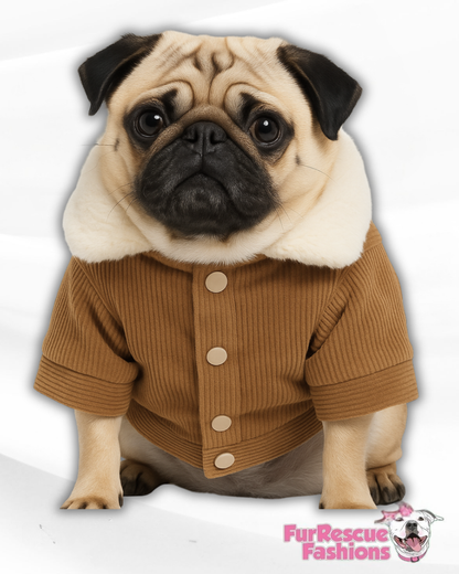 Classic Corduroy Dog Jacket – Sherpa Collar & Fleece-Lined Coat (Camel or Raspberry Pink)