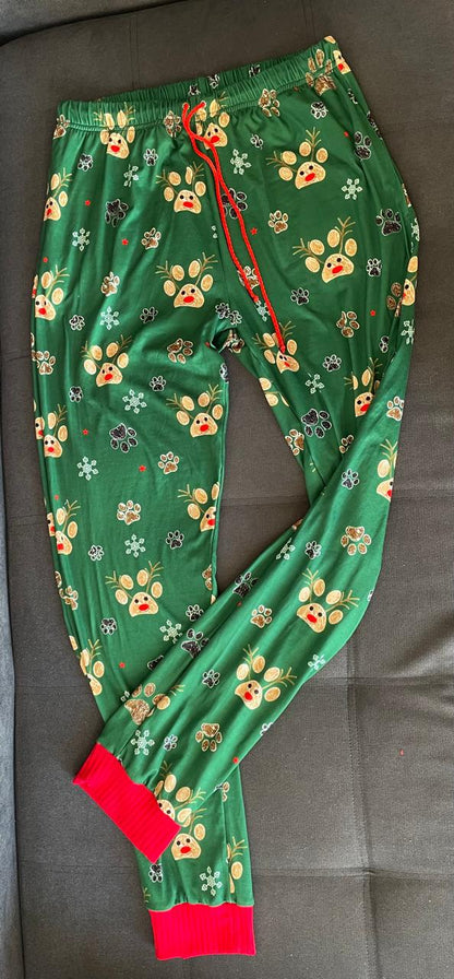 Reindeer Paw Prints - Dog Pajama with Red Neck & Trim/Sleeves