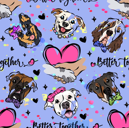 Better Together (Purple) - Dog Pajama with Hot Pink Neck & Trim/Sleeves