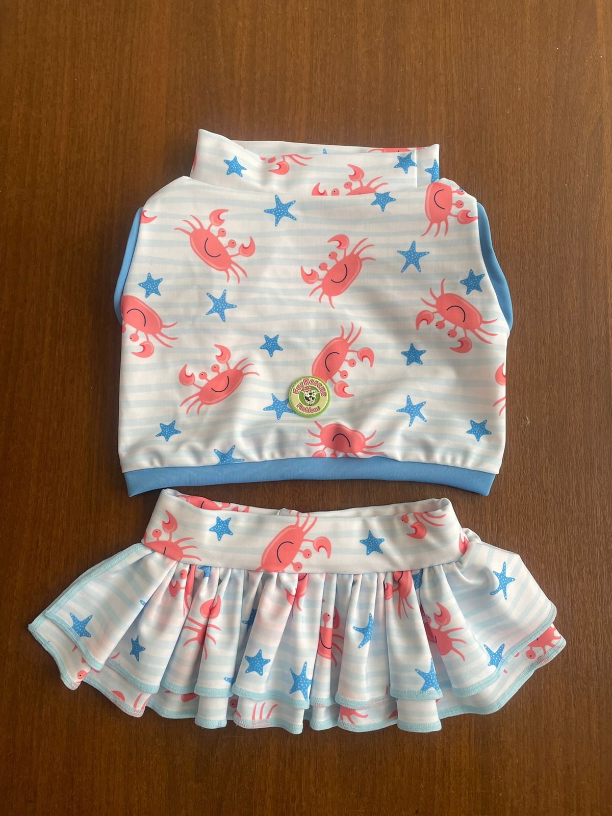 Crabby Hour - Dog Pajama with Blue Neck & Trim/Sleeves