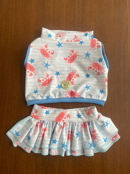 Crabby Hour - Dog Pajama with Blue Neck & Trim/Sleeves