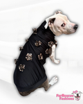 Never Ordinary Black UV50 Dog Shirt with Attached Handmade Animal Print Flowers