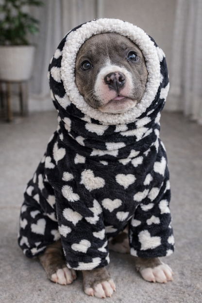 Polka Hearts Snood Dog Sweater – Luxury Fleece & Sherpa Lining