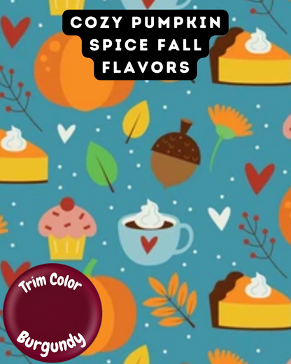 Cozy Pumpkin Spice Fall Flavors - Dog Pajama with Burgundy Neck & Trim/Sleeves