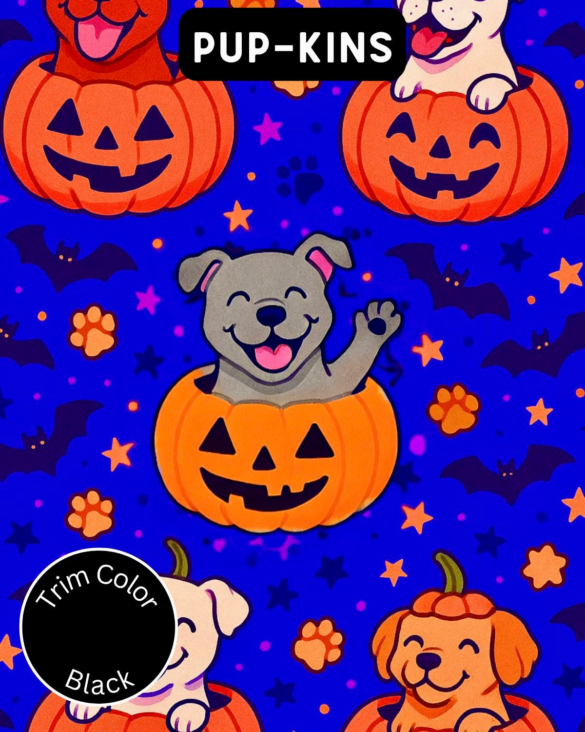 Pup-kins - Dog Pajama with Black Neck & Trim/Sleeves