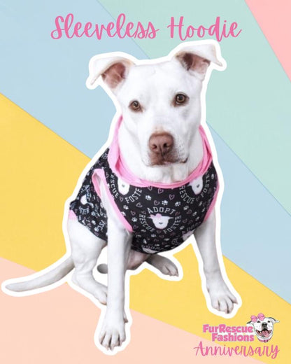 Rescue, Foster, Adopt Black Dog Pajama with Pink Trim, Neck & Sleeves