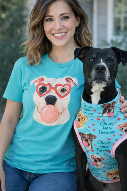 Chews You Forever Dog Pajama with Pink Neck & Trim/Sleeves