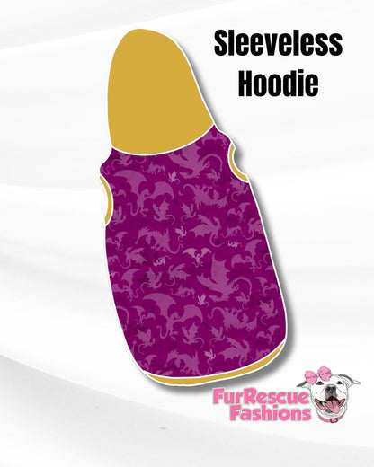 Dragons - Purple Dog Pajama with Gold Trim, Neck & Sleeves