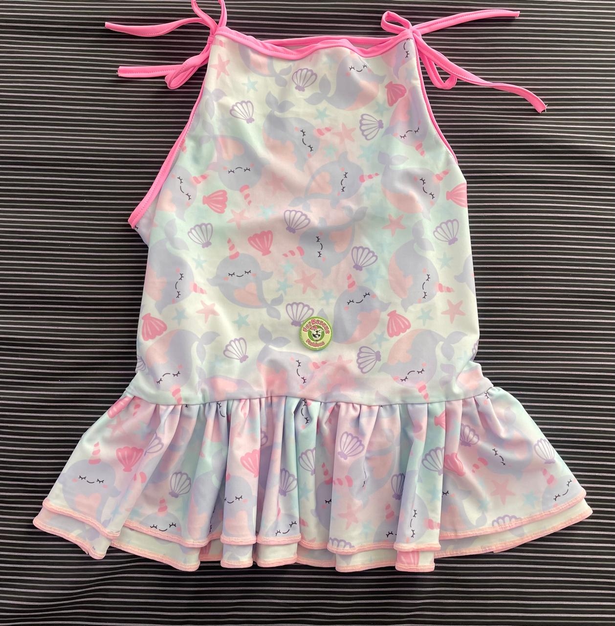 Cotton Candy Narwhals - Dog Pajama with Pink Neck & Trim/Sleeves