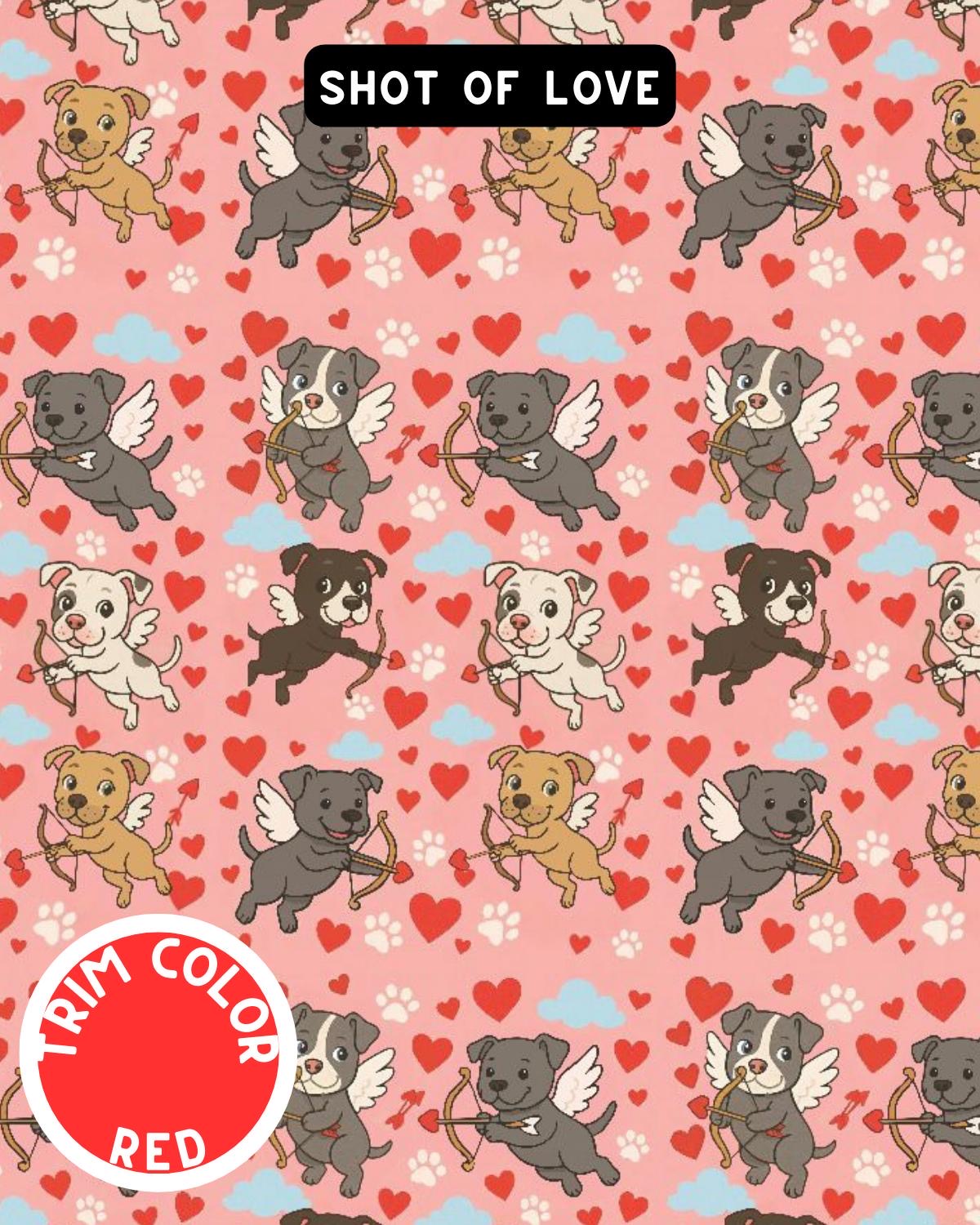 Cupids of Love Dog Pajama with Red Neck & Trim/Sleeves