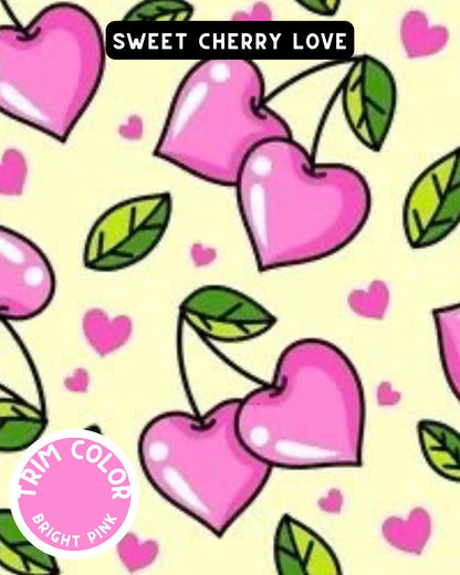 Sweet Cherry Love Dog Pajama with Hot Pink Neck & Trim/Sleeves