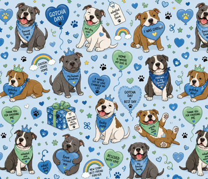 Bully Gotcha Day Blue - Dog Pajama with Light Green Neck & Trim/Sleeves