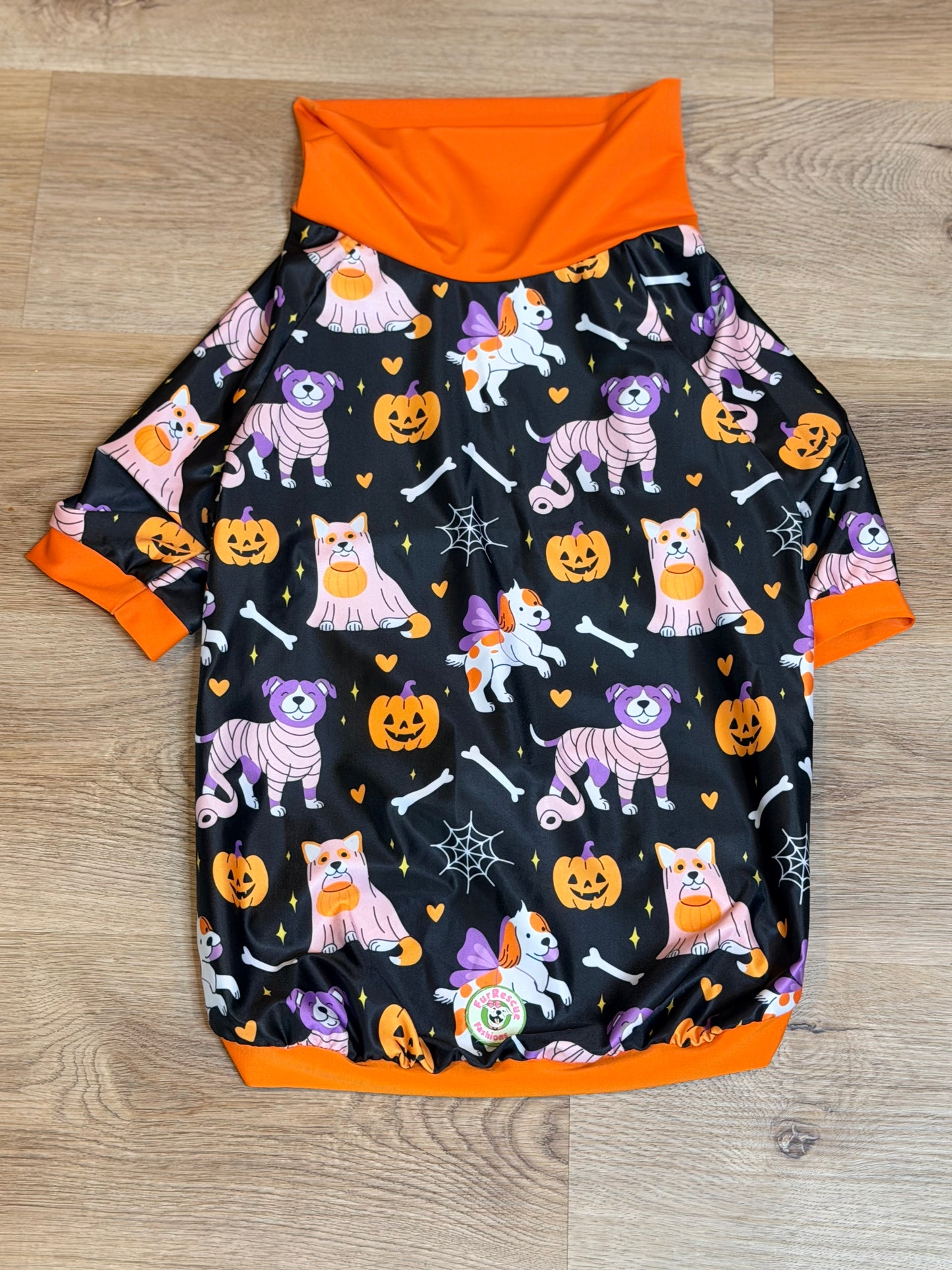 Trick Or Treat Dogs - Dog Pajama with Orange Neck & Trim/Sleeves