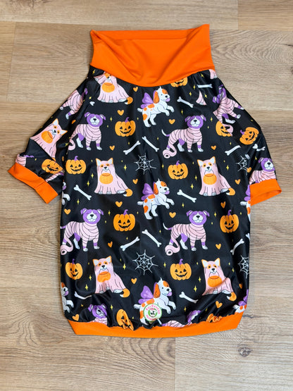 Trick Or Treat Dogs - Dog Pajama with Orange Neck & Trim/Sleeves