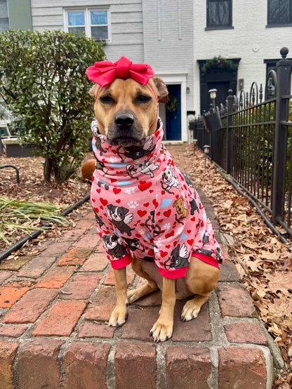 Cupids of Love Dog Pajama with Red Neck & Trim/Sleeves