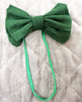 Hunter Green Faux Suede Doggie Bow
