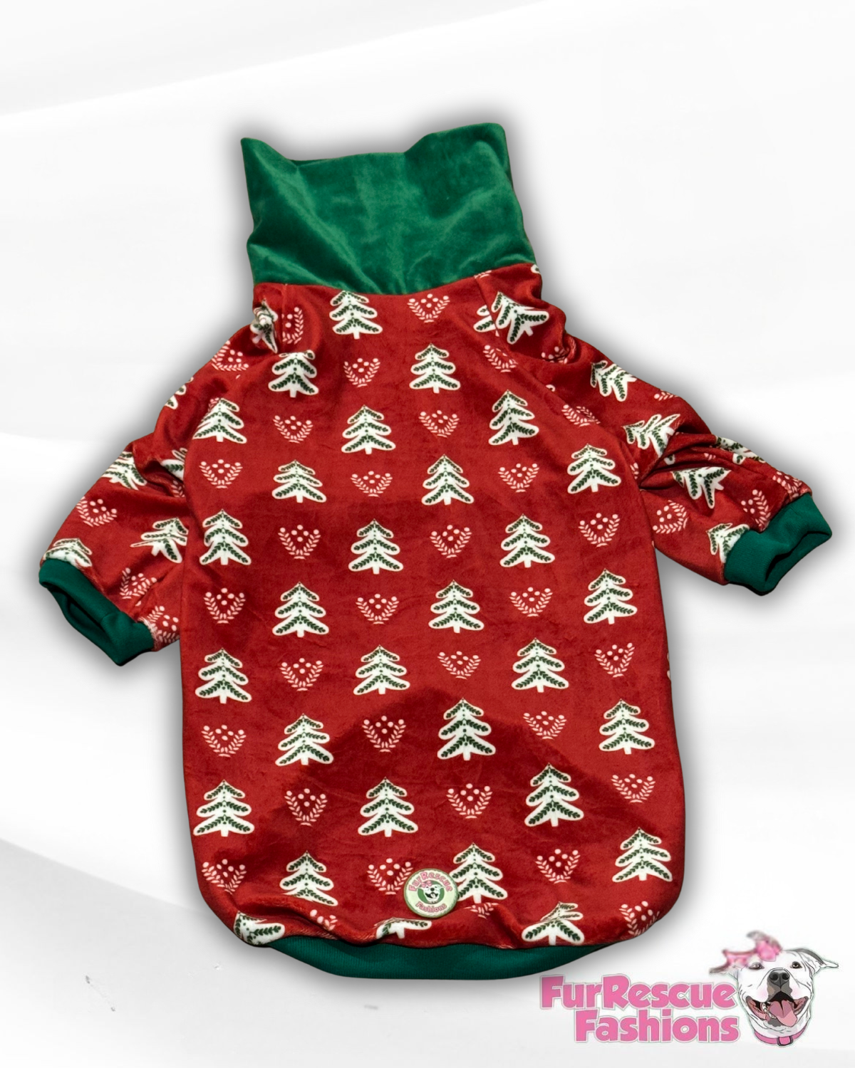 Evergreen Joy Dog Pajama with Green Neck & Trim/Sleeves